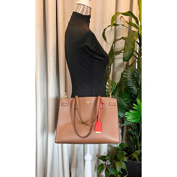 Tory Burch Brown Leather Large Walker Tote with Detachable Strap - Picture 11 of 13